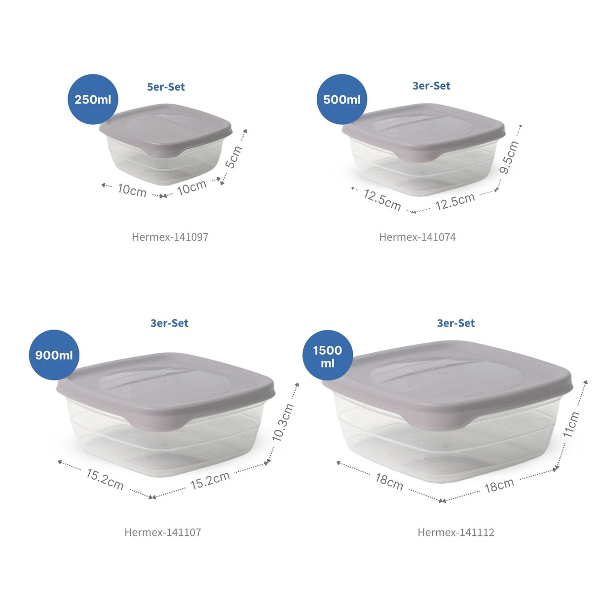 14-tlg. Frischhaltedosen-Set Gefrierdosen Vorratsdosen Meal-Prep-Dosen
