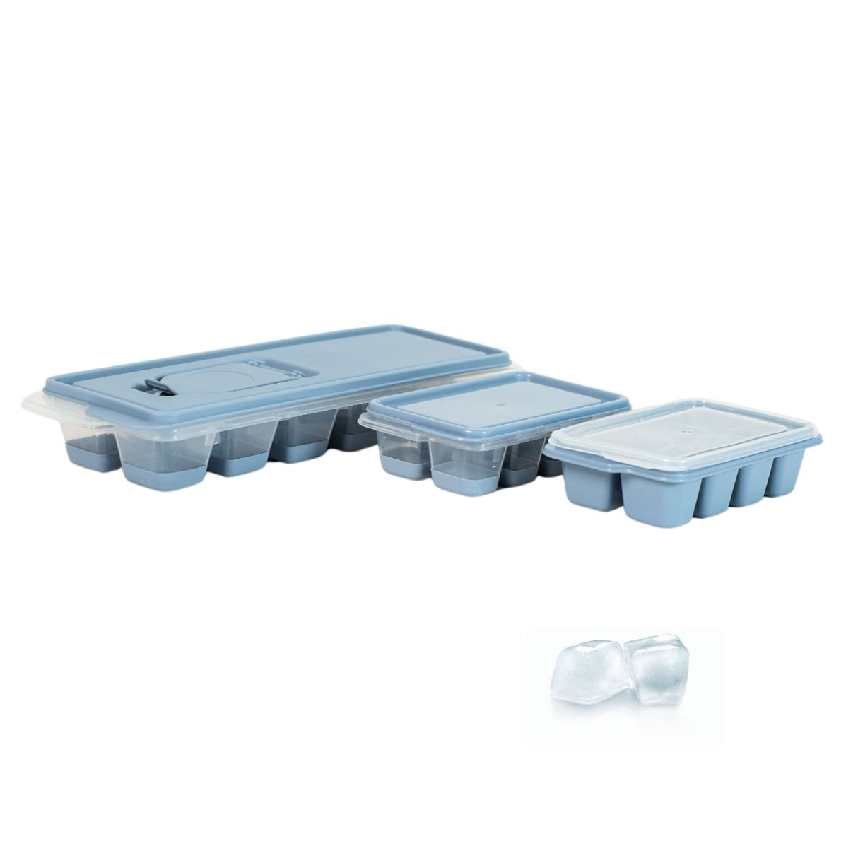 3er-Set Eiswürfelformen mit Deckel Eiswürfelbehälter Eiswürfelschalen