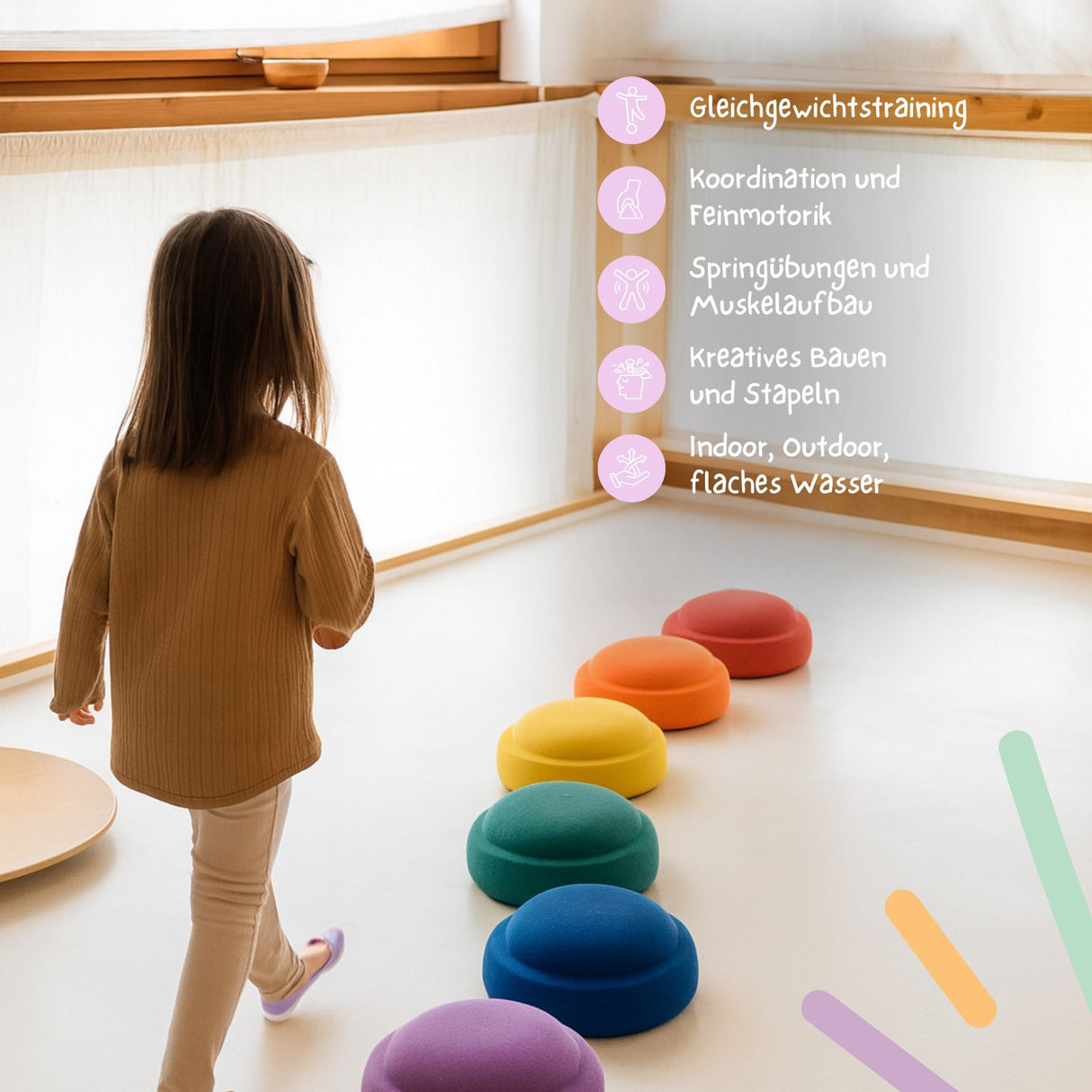 Trittsteine Balanciersteine Motorikspielzeug Flusssteine Balancespiel