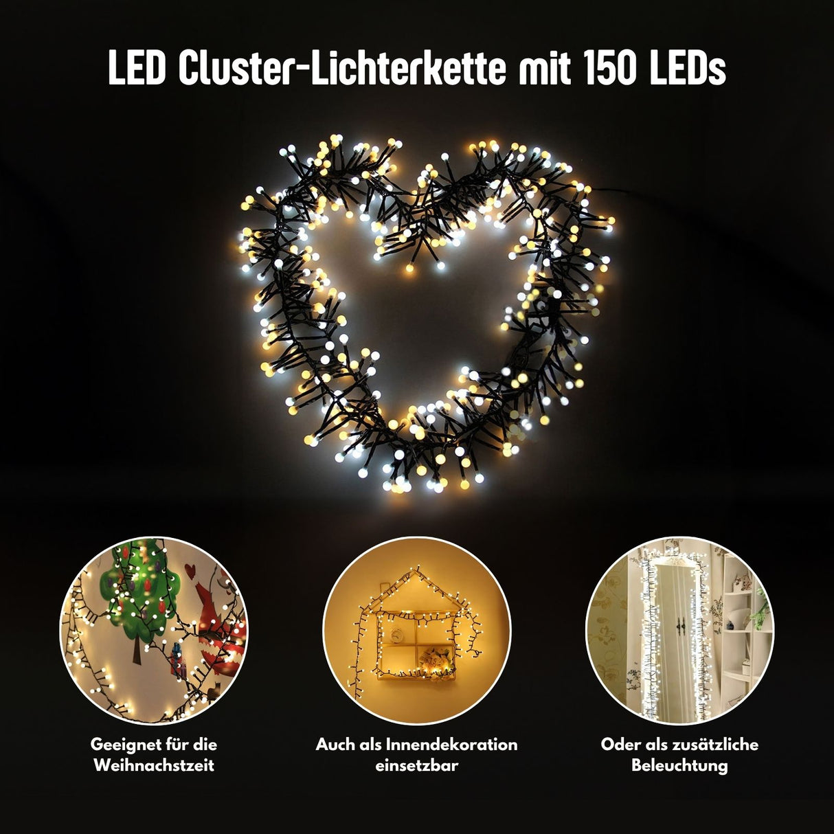 LED Cluster-Lichterkette 3m Büschellichterkette Lichtgirlande