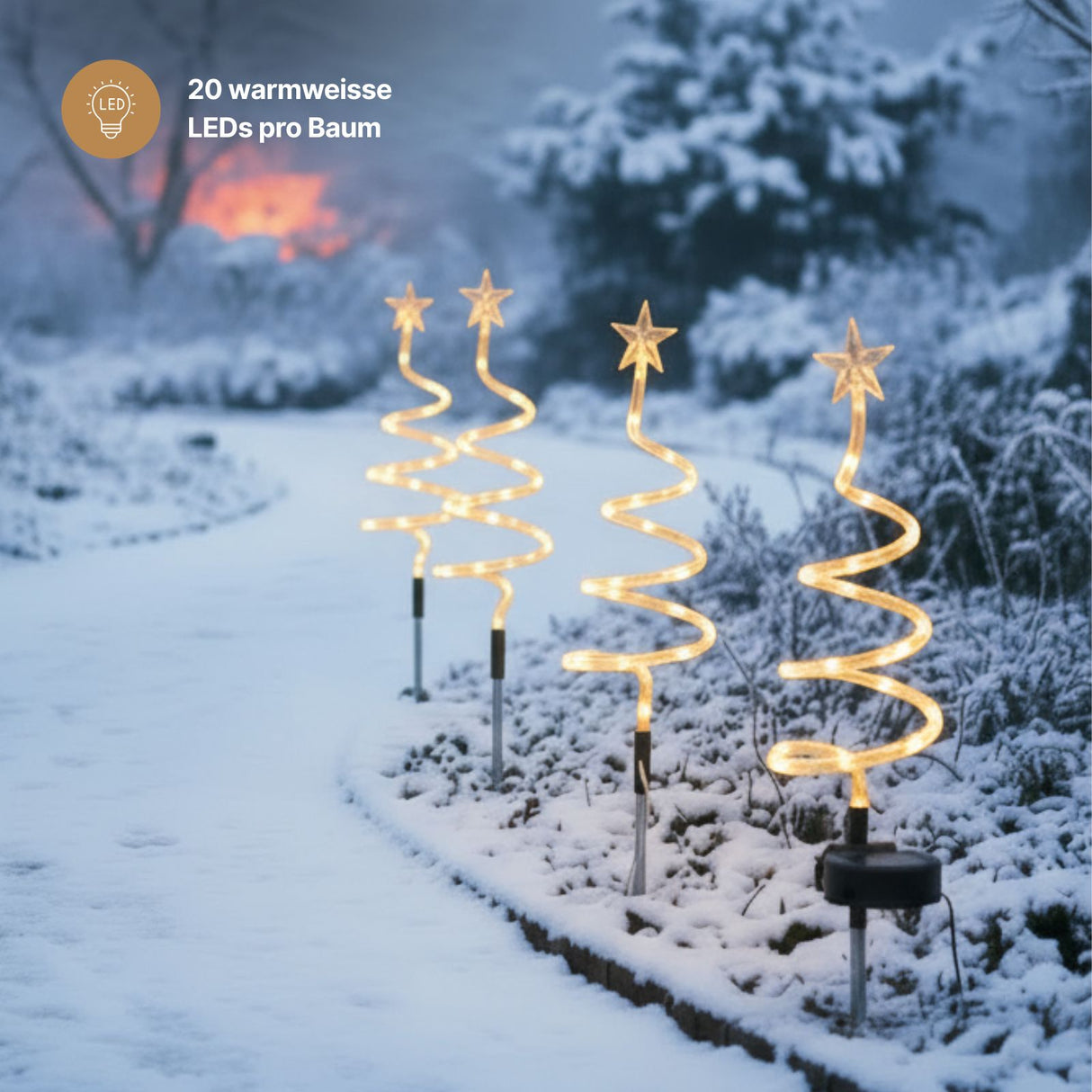 4er-Set LED Solar-Spiralbaum Solarleuchte Lichterkette Weihnachtsdeko