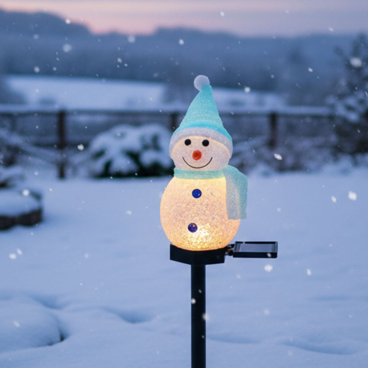 LED Solarlampe Schneemann Solarleuchte Gartenbeleuchtung Dekoleuchte