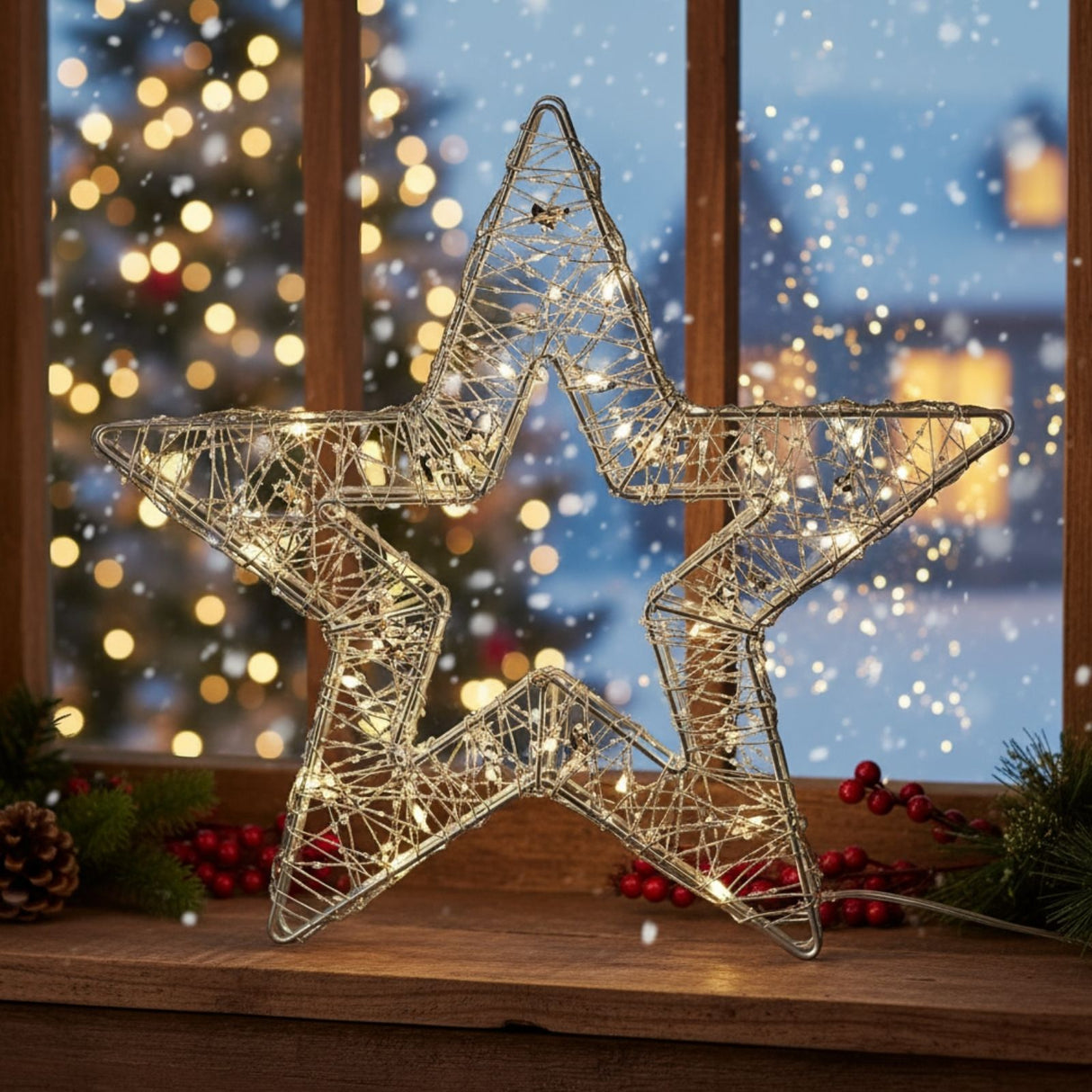 LED-Dekostern offen 3D Leuchtstern Drahtstern Weihnachtsstern