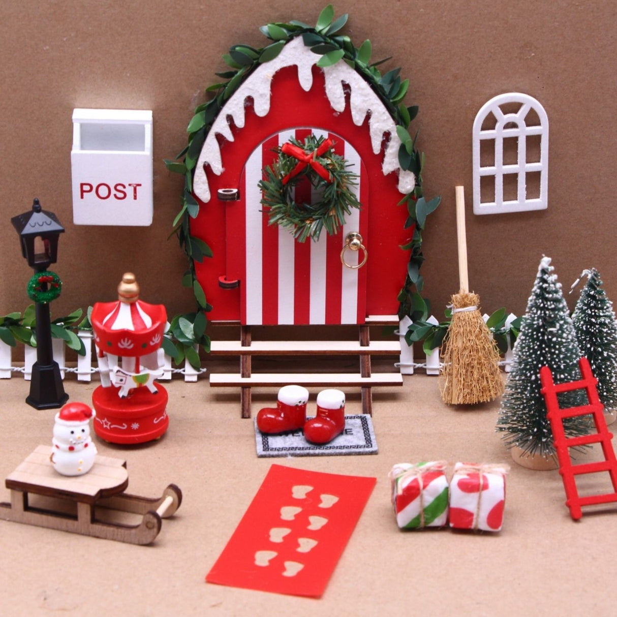 21-tlg. Wichteltür-Set Miniaturwelt Weihnachtsdeko Elfentür-Zubehör