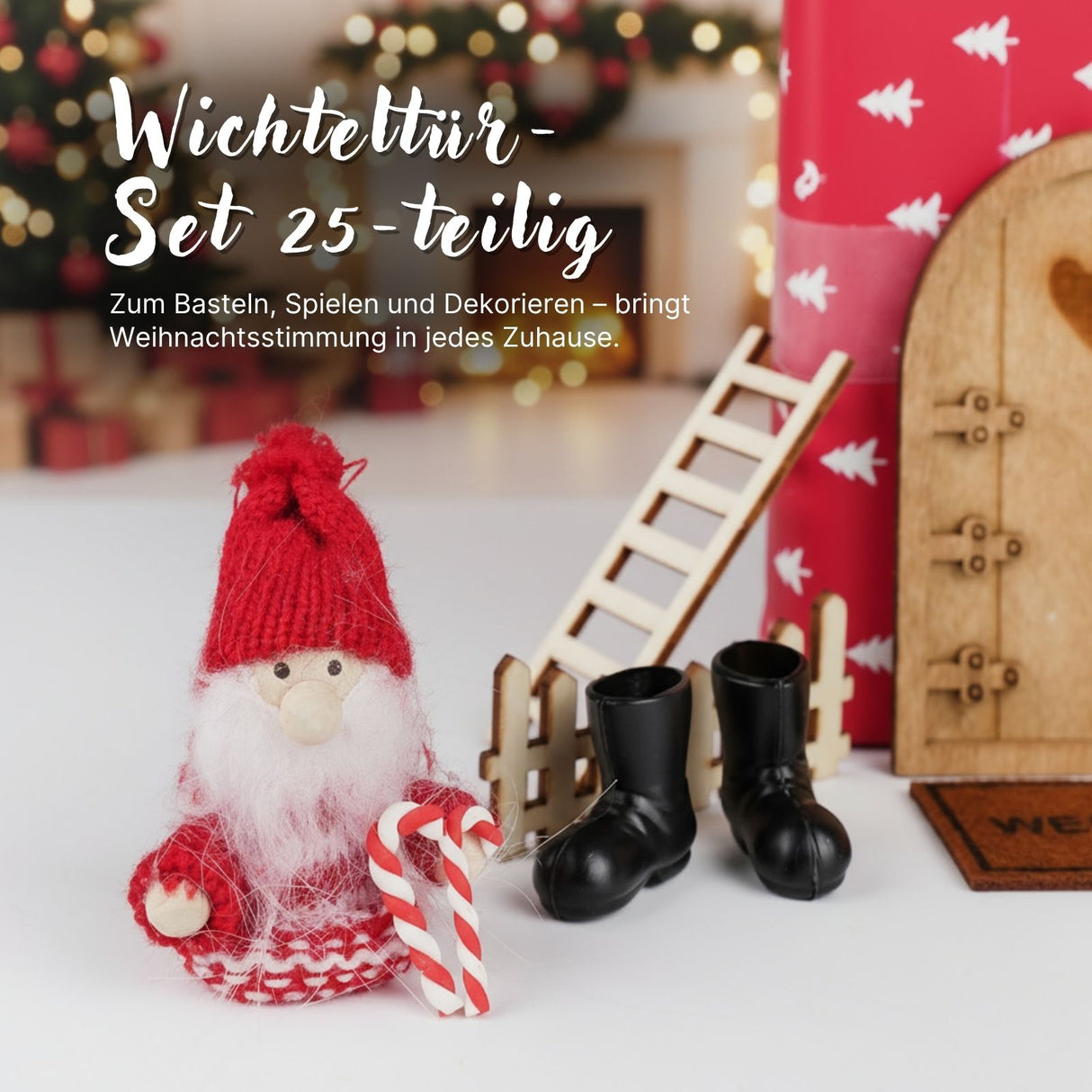 25-tlg. Wichteltür-Set Miniaturwelt Weihnachtsdeko Elfentür-Zubehör