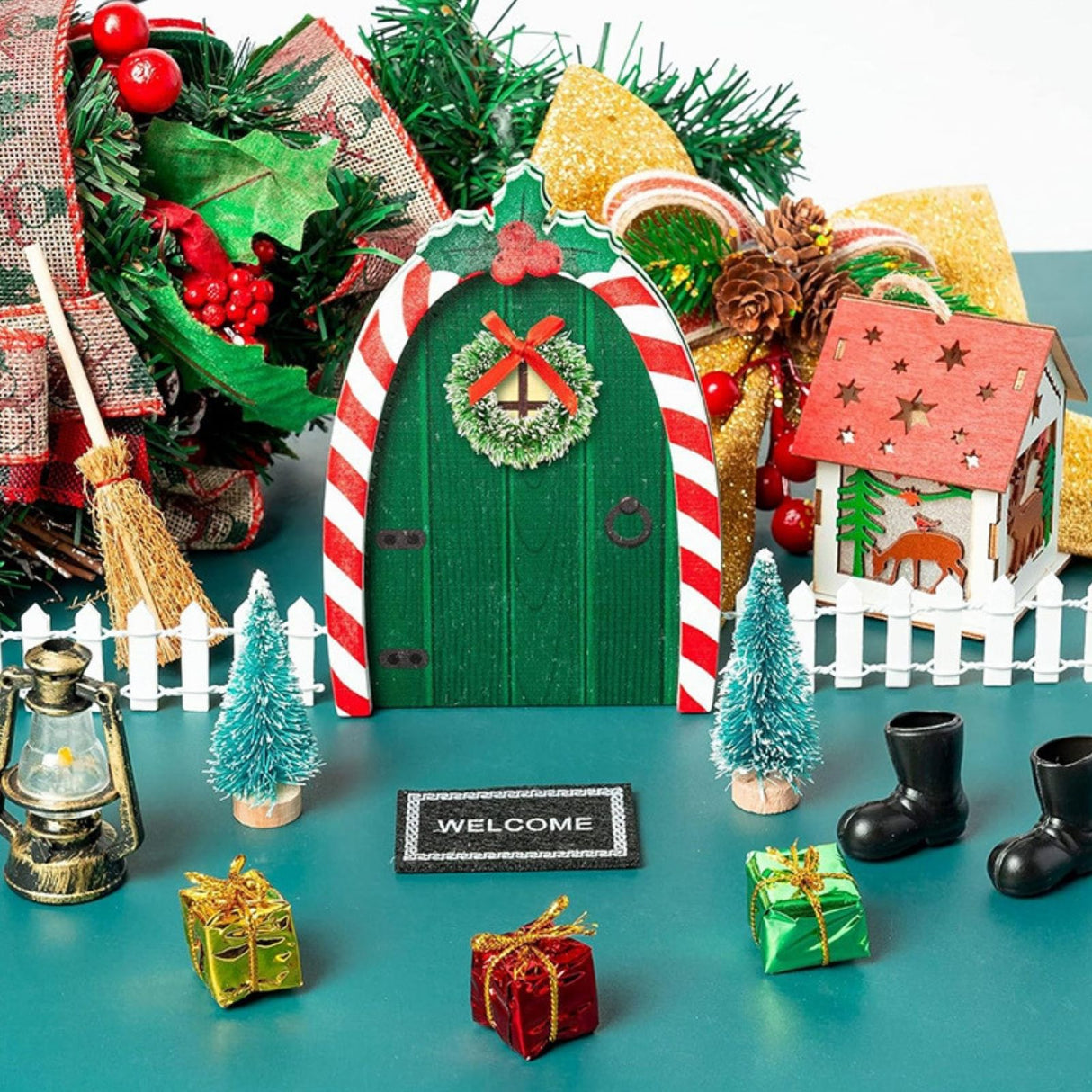 15-tlg. Wichteltür-Set Weihnachtsdeko Miniaturwelt Elfentür-Zubehör