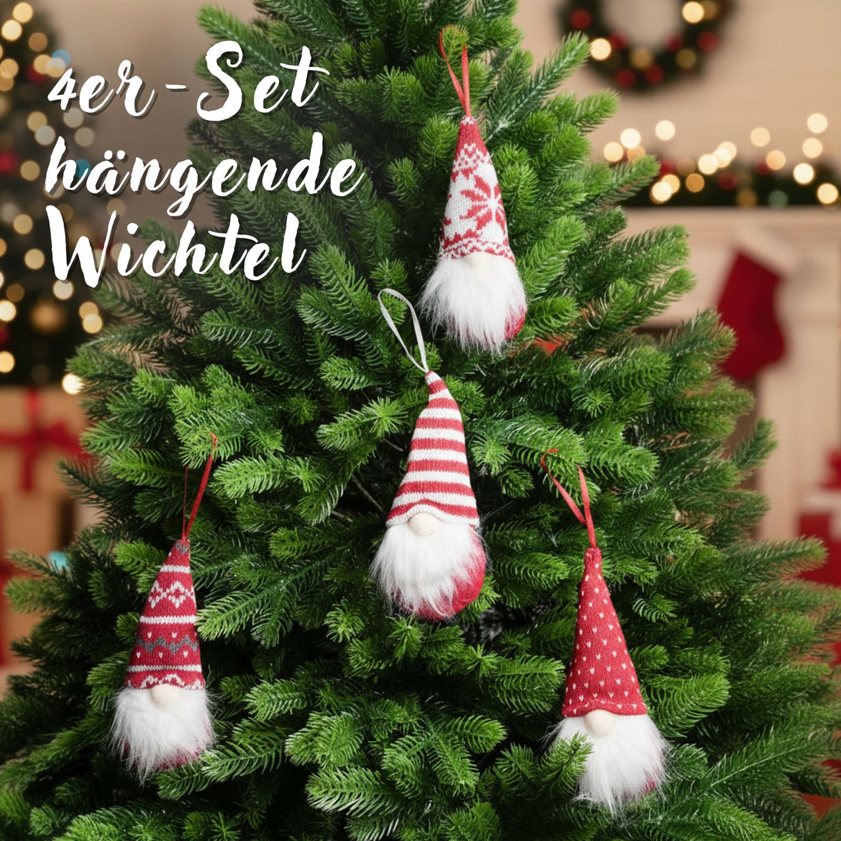 4er-Set Hängender Wichtel Weihnachtswichtel Gnom Weihnachtsdekoration