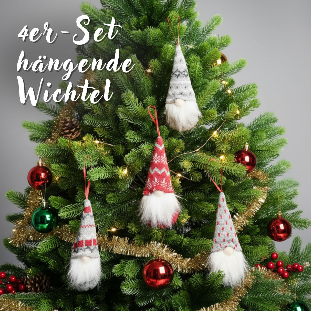 4er-Set Hängender Wichtel Gnom Weihnachtswichtel Weihnachtsdekoration