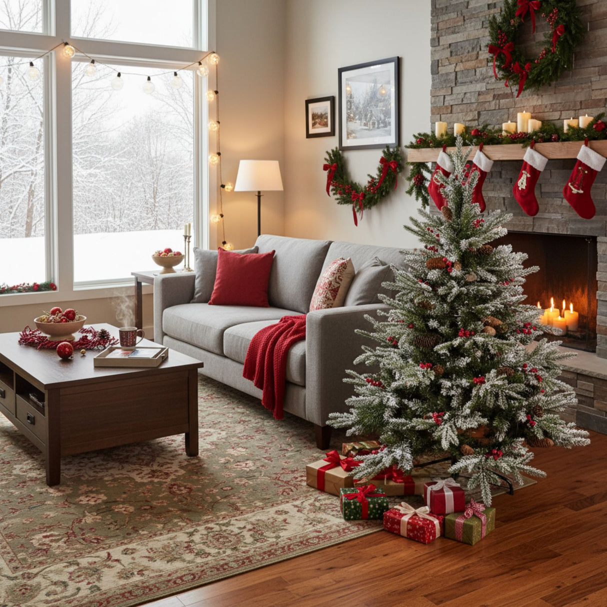 Weihnachtsbaum 120cm mit Schnee Kunsttanne Christbaum Tannenbaum