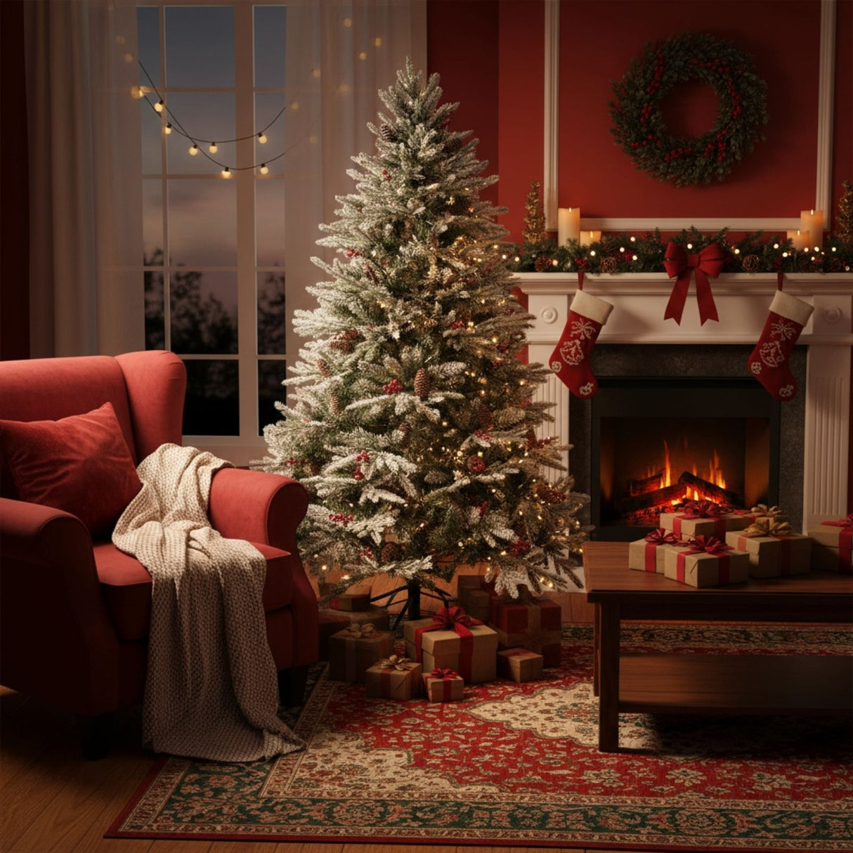 Weihnachtsbaum 210cm mit Schnee Christbaum Tannenbaum Kunsttanne
