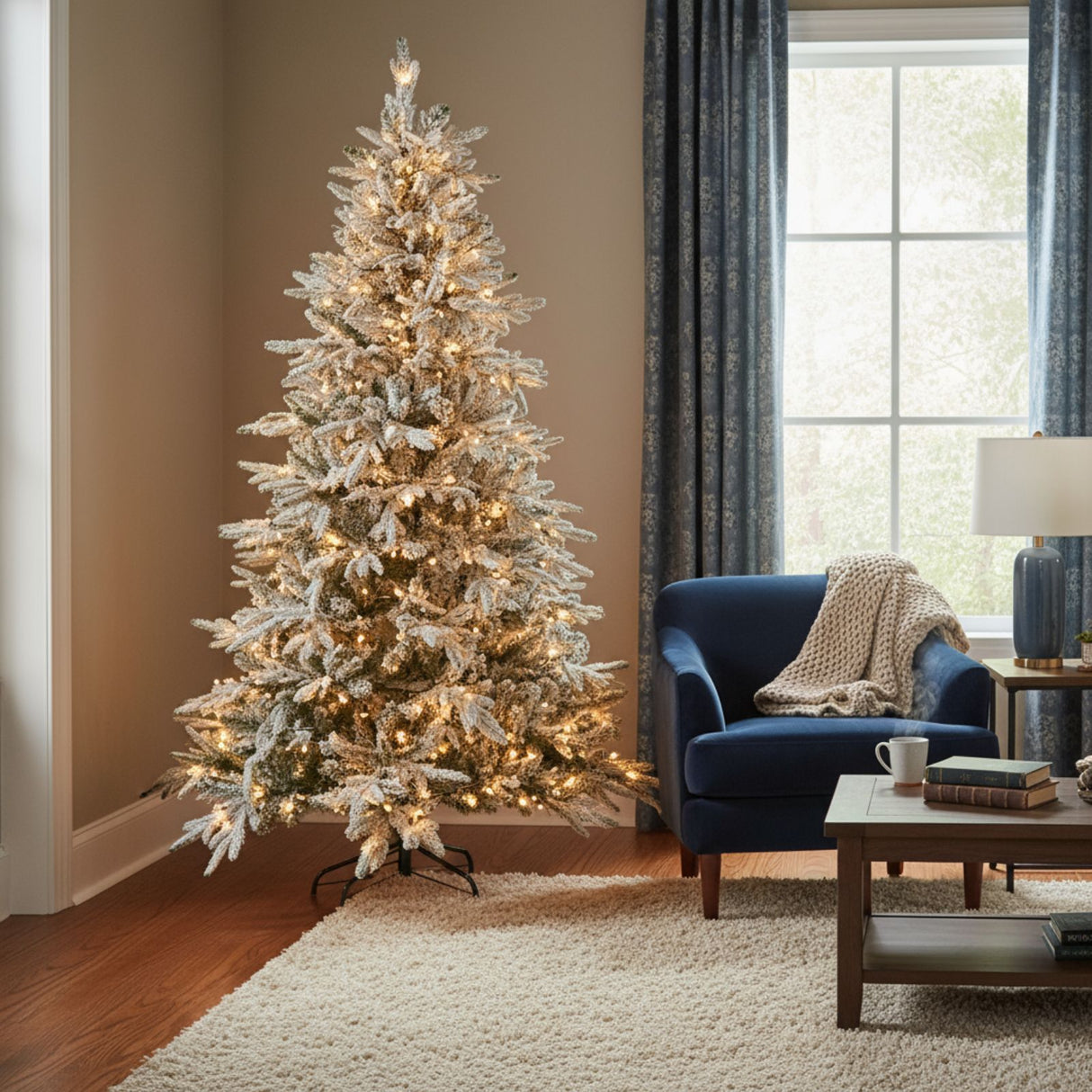 Weihnachtsbaum 180cm mit Schnee und LED Christbaum Kunsttanne Tanne