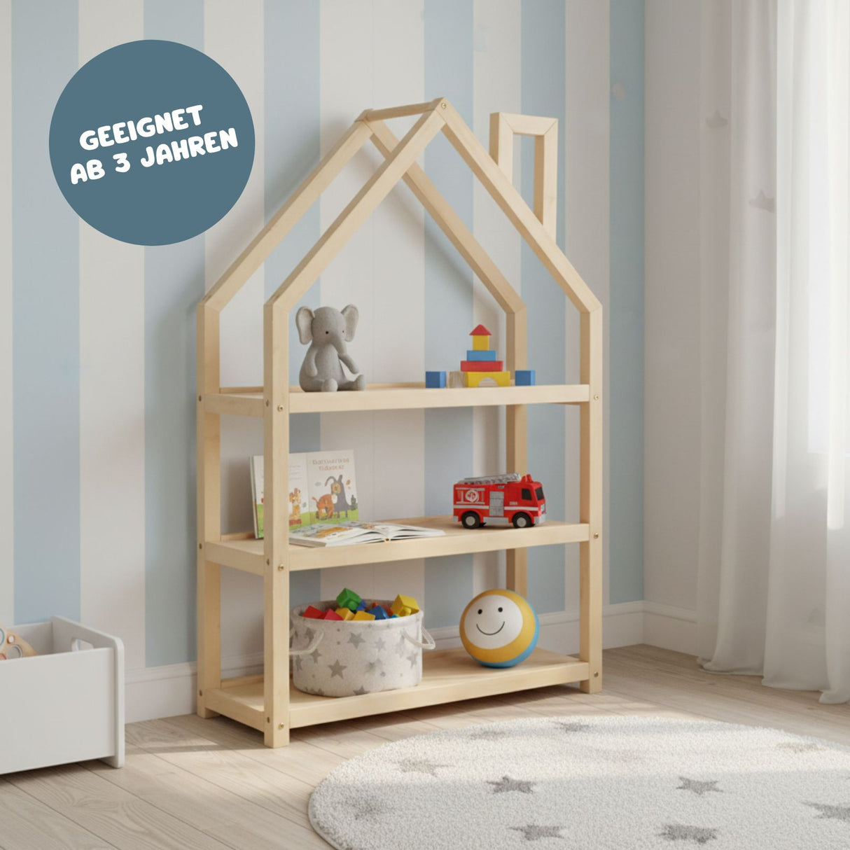 Holz-Aufbewahrungsregal Bücherregal Spielzeugregal Kinderzimmer-Regal