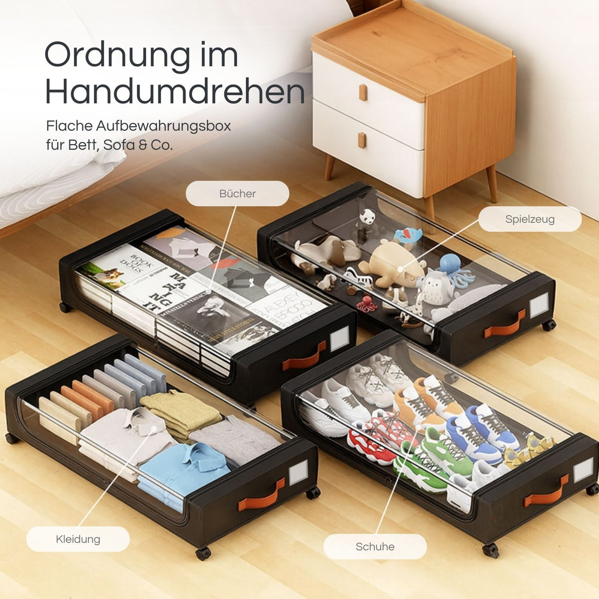 Aufbewahrungsbox mit Rollen Unterbettkommode Aufbewahrungstasche