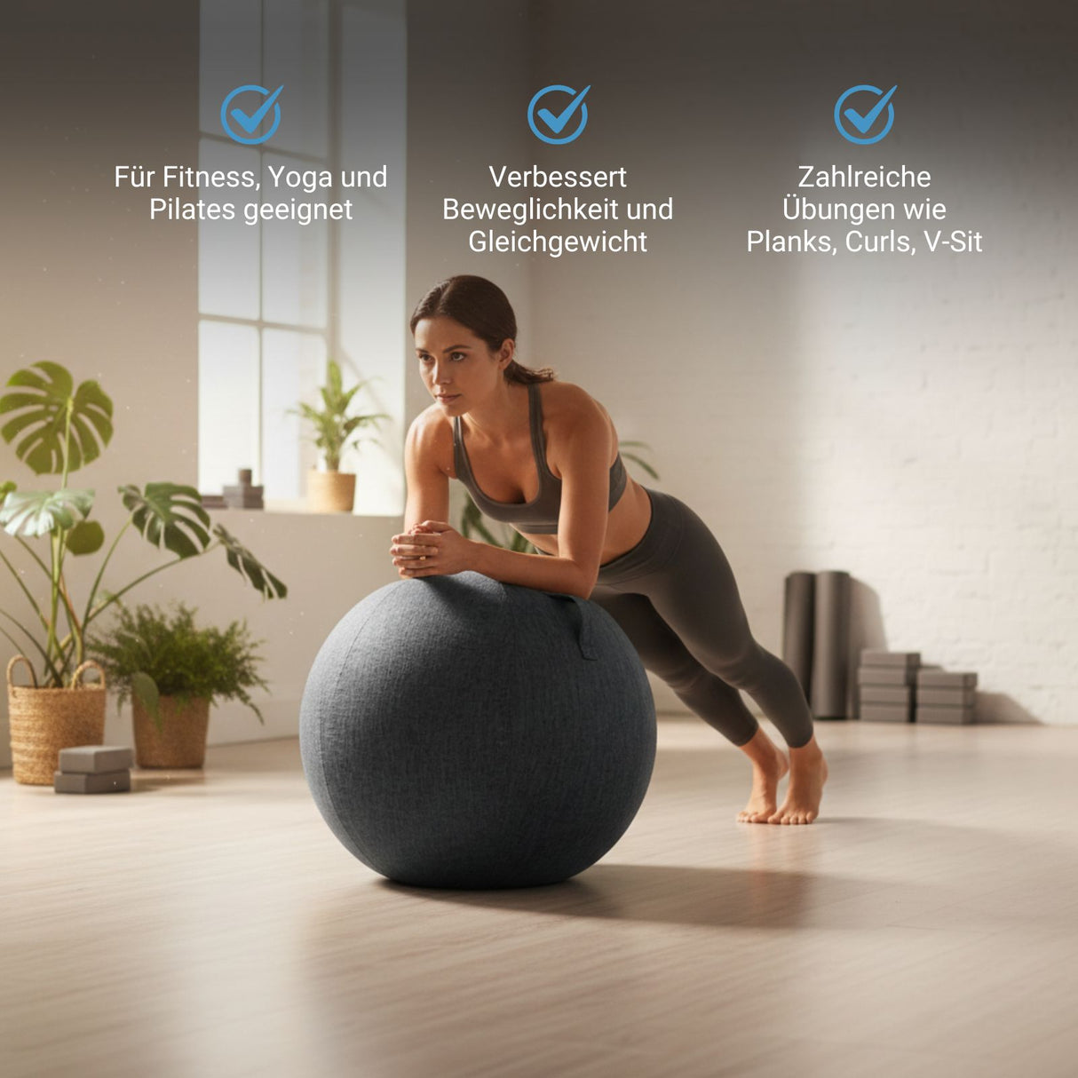 Sitzball mit Schutzhülle Fitnessball Yoga-Ball Gymnastikball