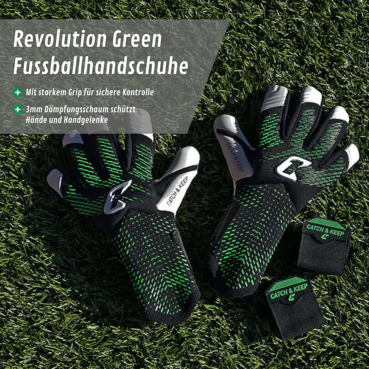Fussballhandschuhe Revolution Green Gr. 6 Torwart Goalie Handschuhe