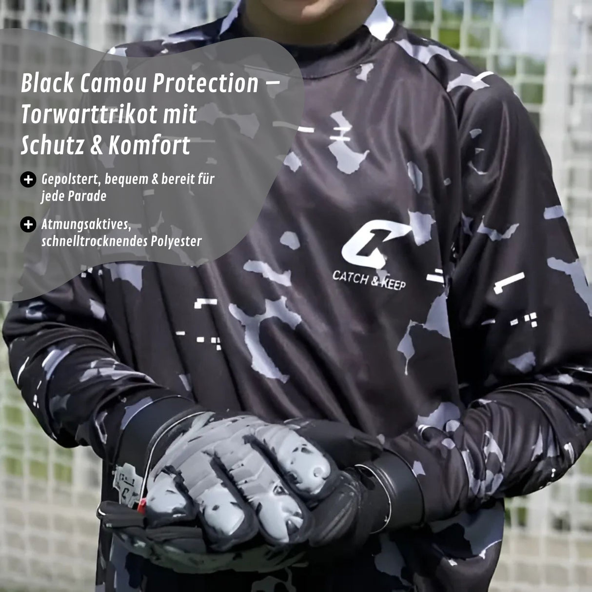 Trikot Black Camou Protection Torwarttrikot Gr. S Fussball Shirt