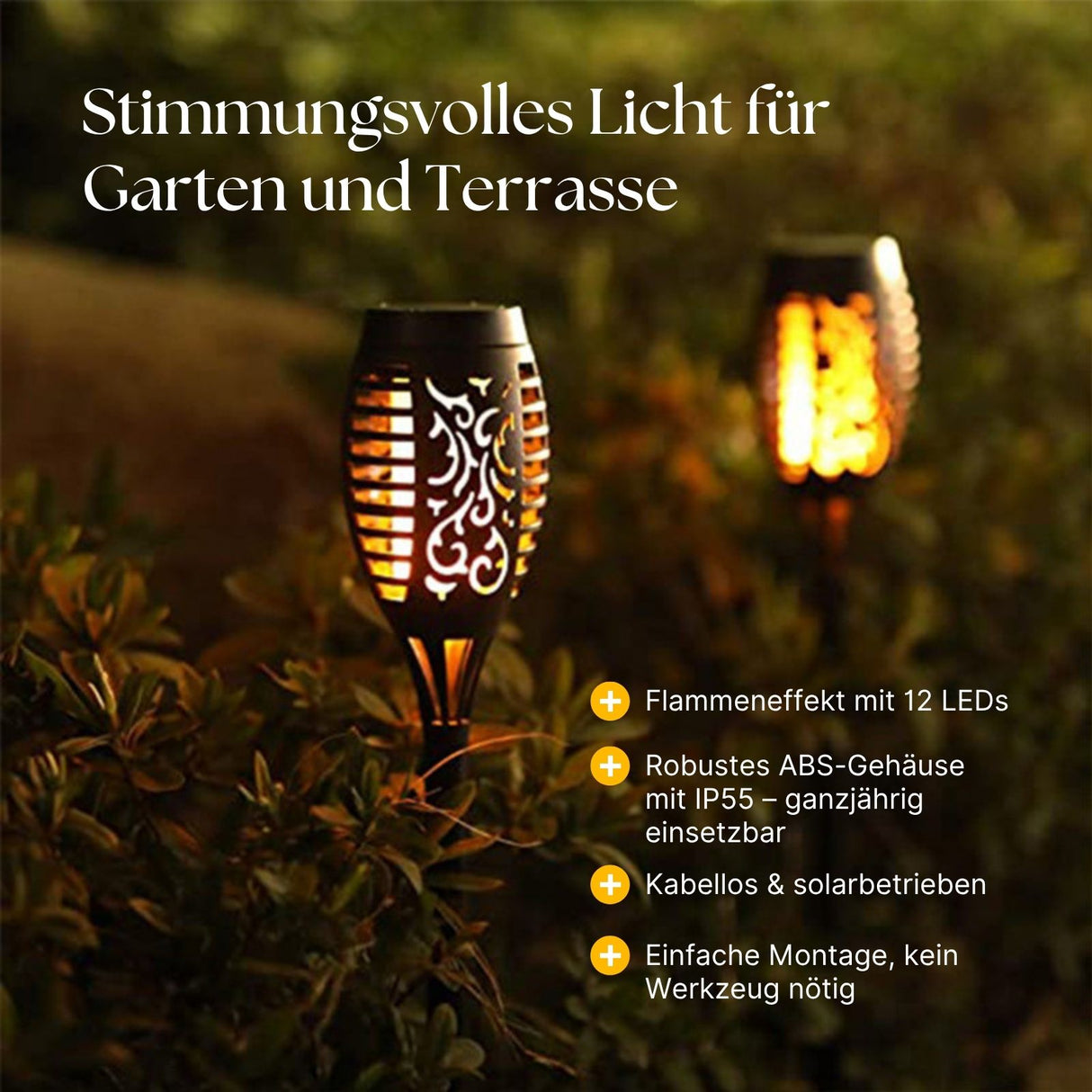 LED Solar-Gartenleuchte Gartenbeleuchtung Gartenfackel Flammenlampe