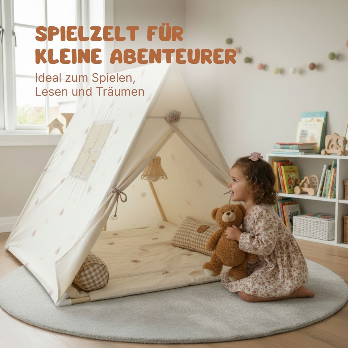 Spielzelt mit Lampe Kinderzelt Kuschelzelt Tipi für Kinder Indoor-Zelt