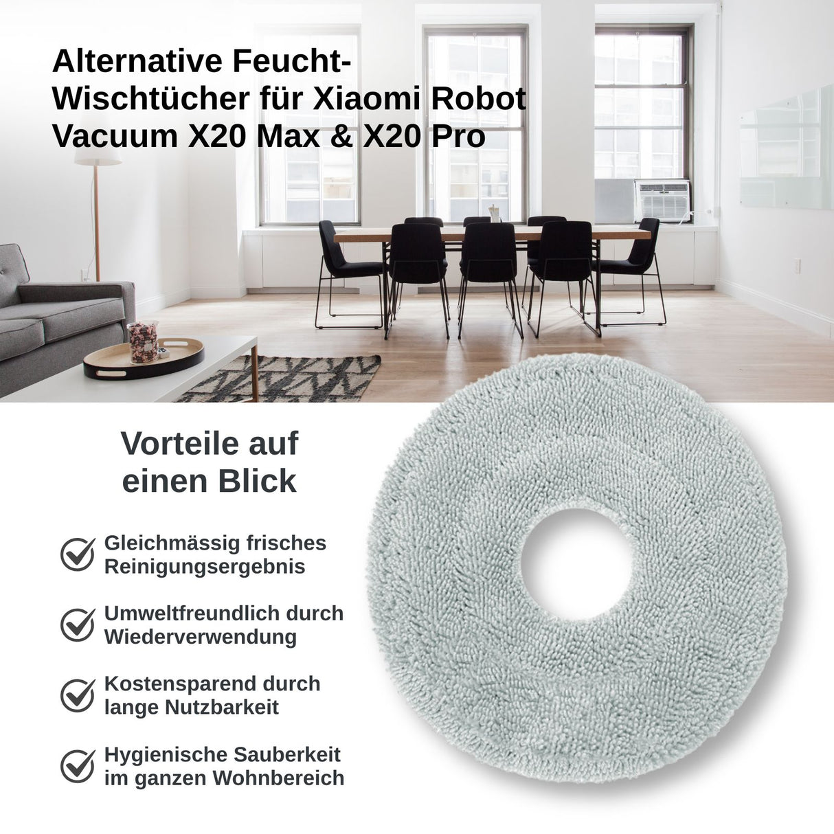 Alternative Feucht-Wischtücher für Xiaomi Robot Vacuum X20 Max X20 Pro
