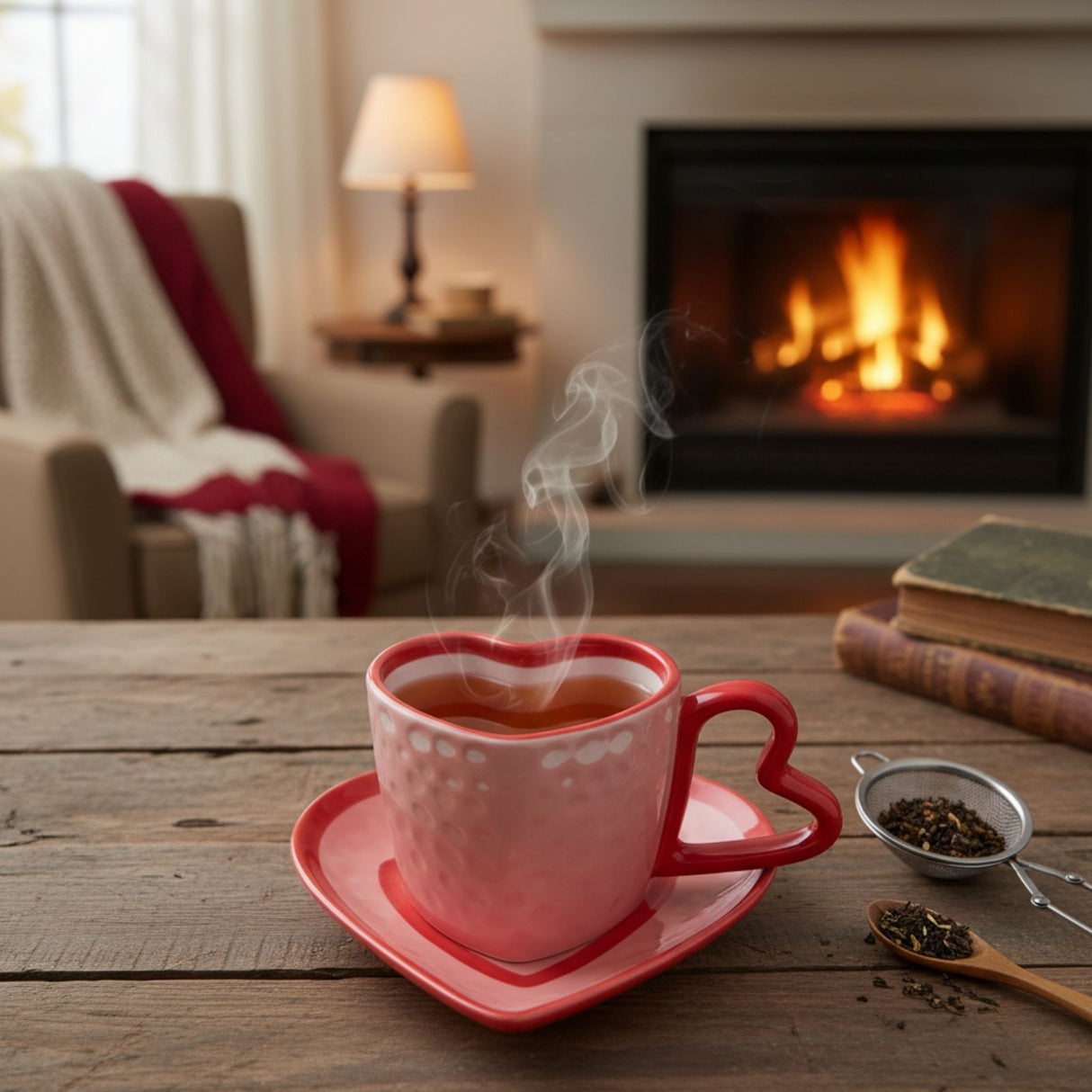 Herztasse mit Untertasse Henkeltasse Becher Kaffeetasse Teetasse