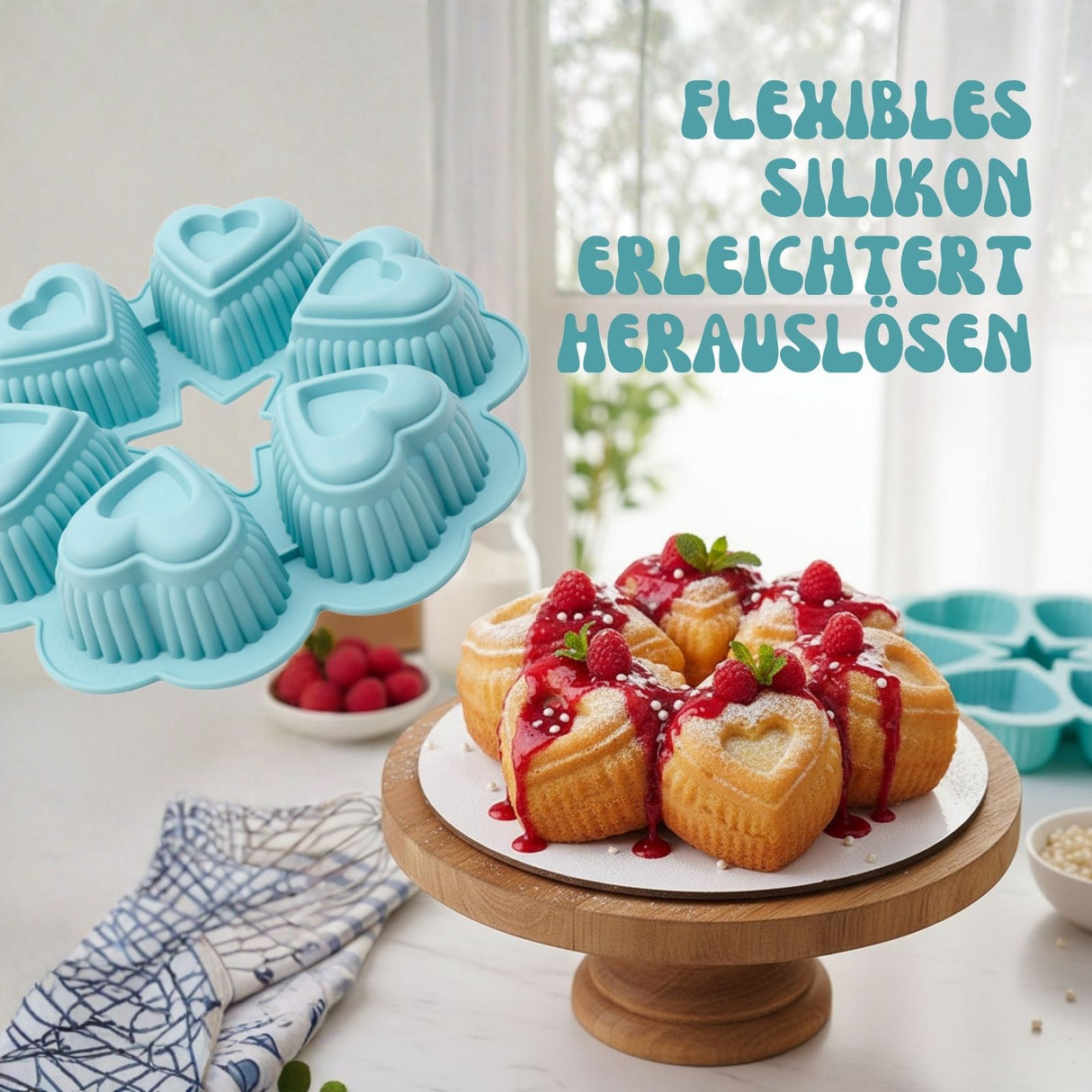 Silikonform Herzen Backform Motivform Kuchenform Schokoladenform