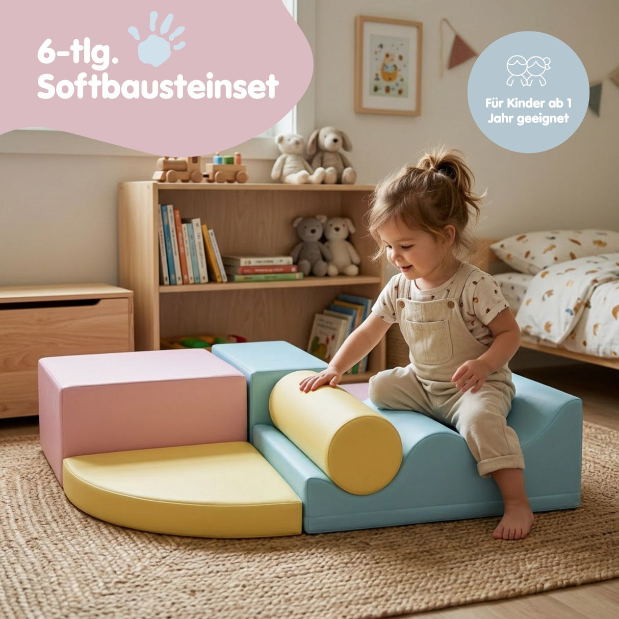 6-tlg. Softbausteinset für Kinder Softplay-Bausteine Eckkletterer