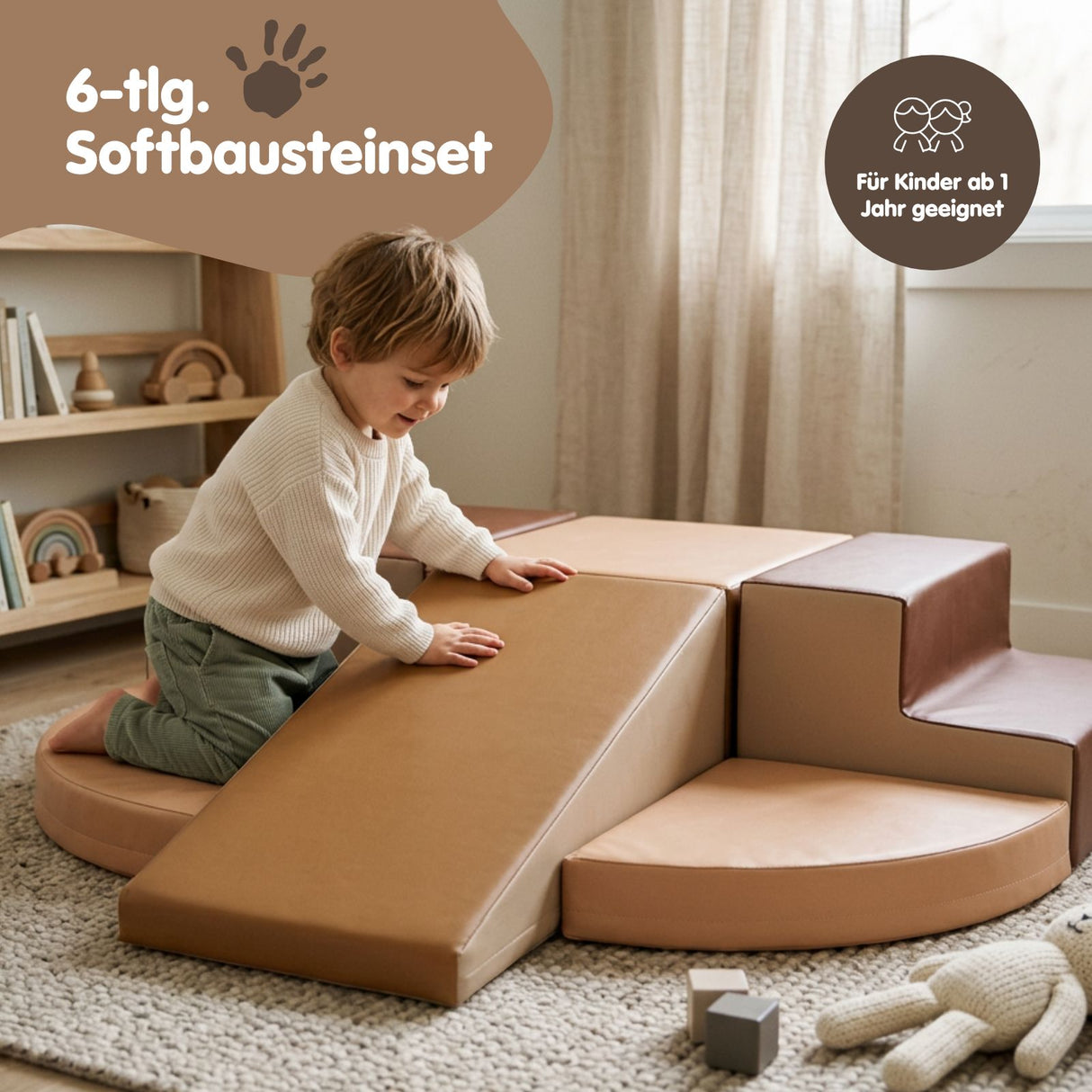6-tlg. Softbausteinset Softplay-Bausteine Eckkletterer für Kinder