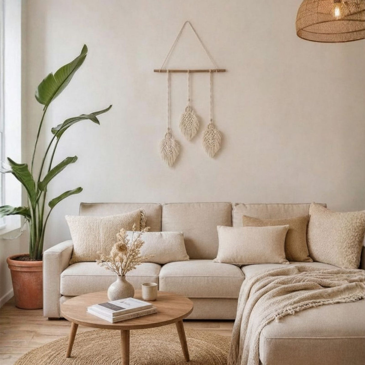 Makramee-Wandbehang Boho-Wanddeko Makramee-Hängedeko Boho-Wandhänger