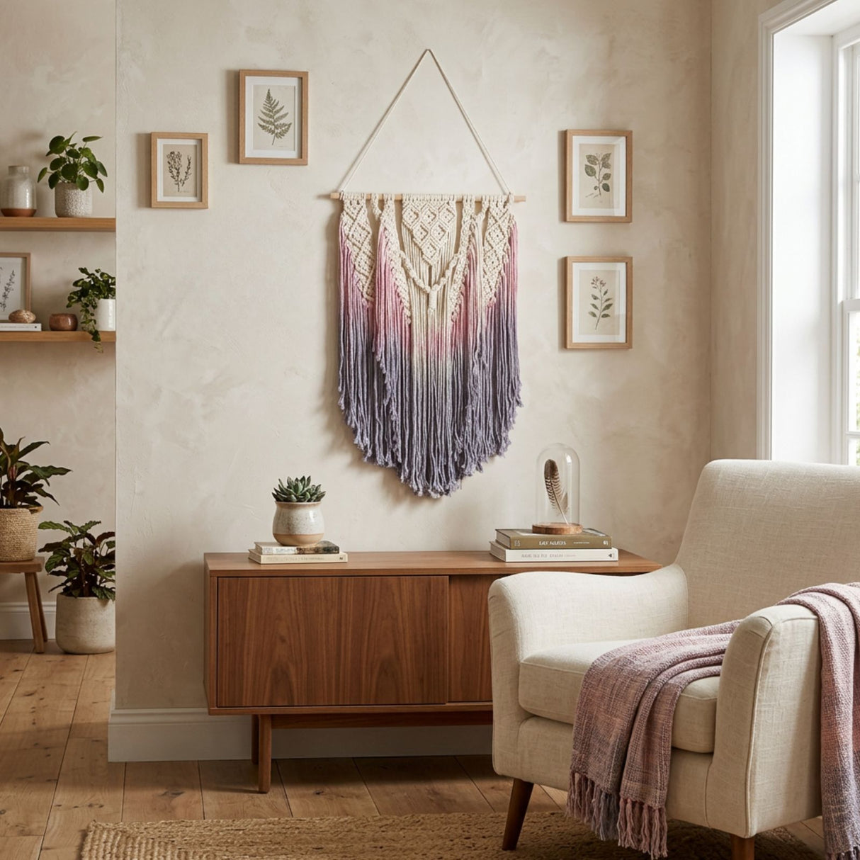 Makramee-Wandbehang Boho-Wandhänger Makramee-Hängedeko Boho-Wanddeko