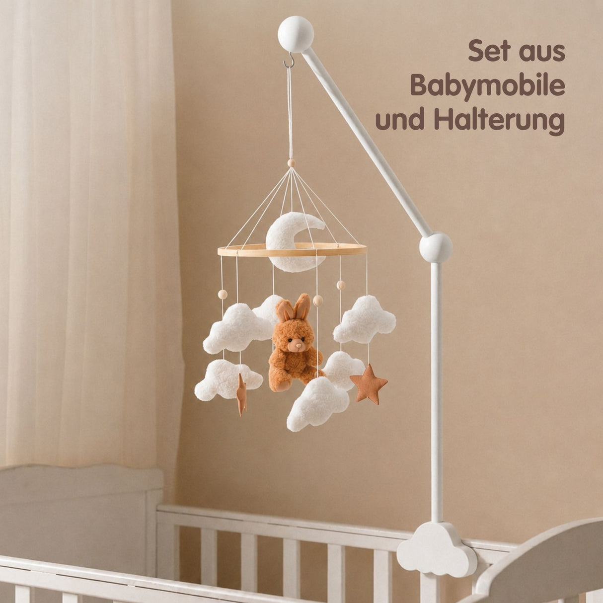 Mobile mit Halterung Hase Braun Babymobile mit Mobilearm