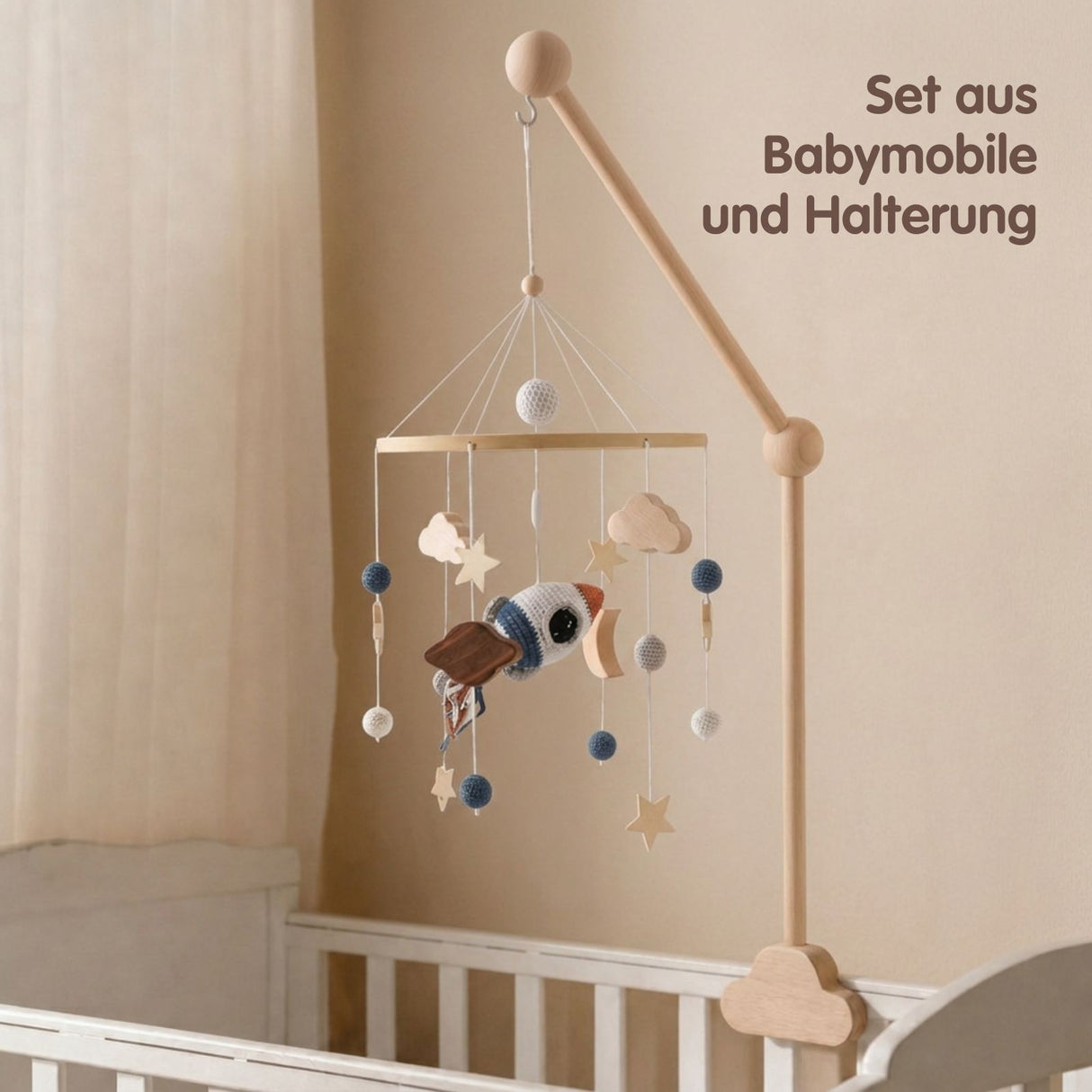 Mobile mit Halterung Rakete Babymobile mit Glockenhalter
