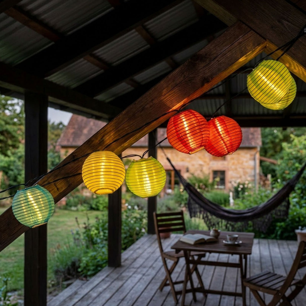 LED-Solar-Gartenbeleuchtung 6.5m Outdoorleuchte Lampion-Dekoleuchte