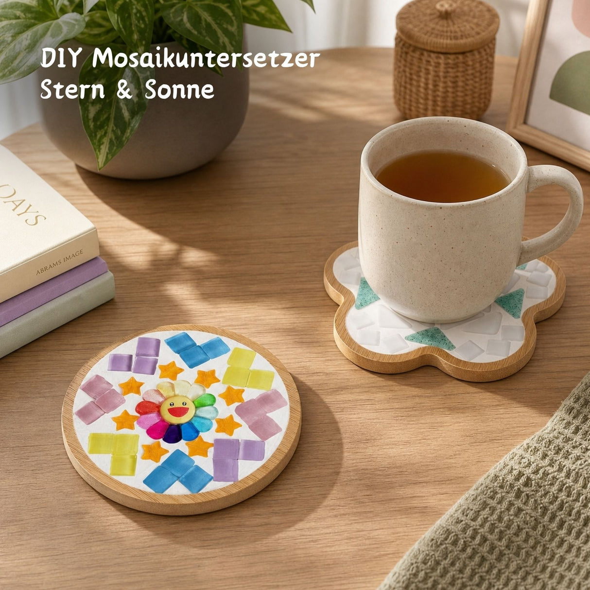 2er-Set DIY-Mosaik-Untersetzer Sonne Stern Untersetzer-Bastelset