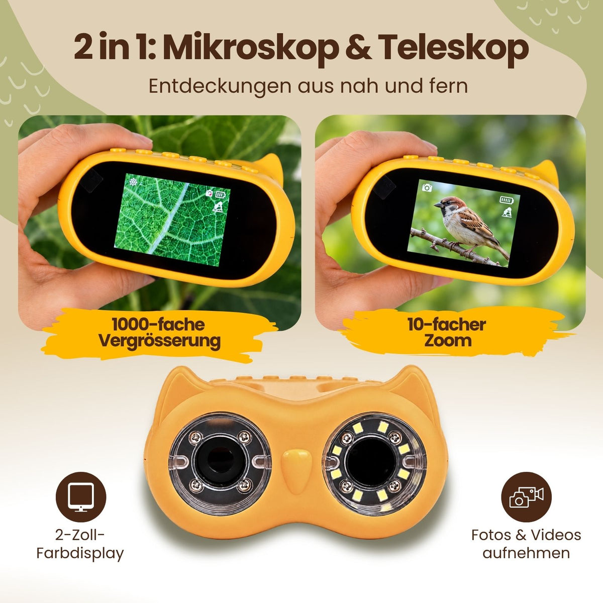 2-in-1 Kindermikroskop und -teleskop Handmikroskop Digitalmikroskop