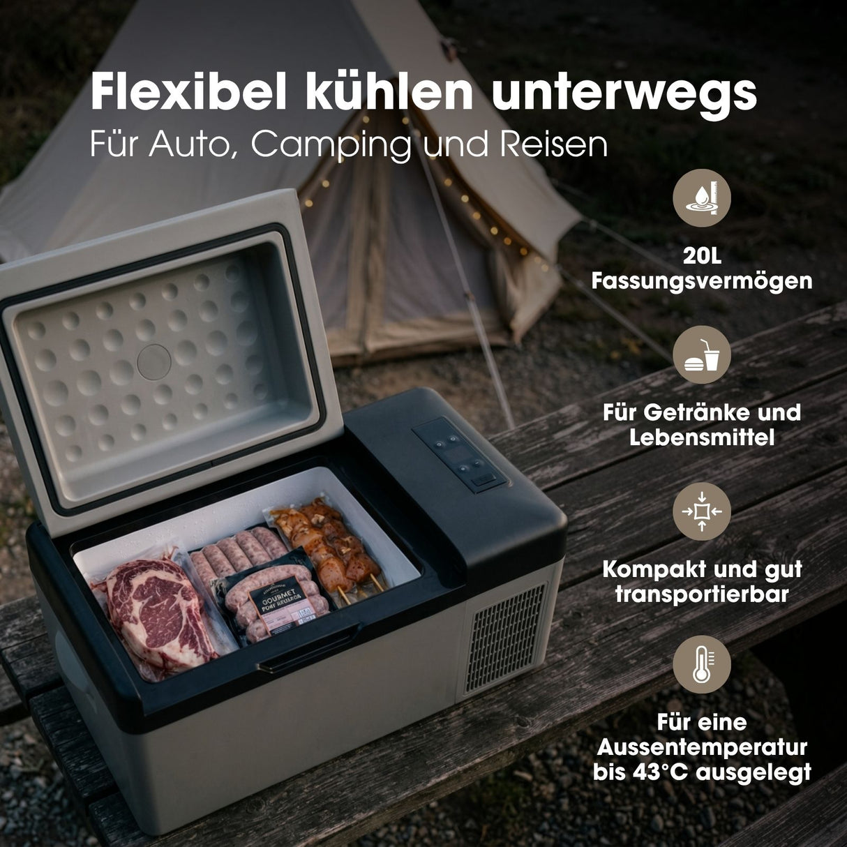 Kompressor-Kühlbox 20L Camping-Kühlschrank Auto-Kühlbox Gefrierbox