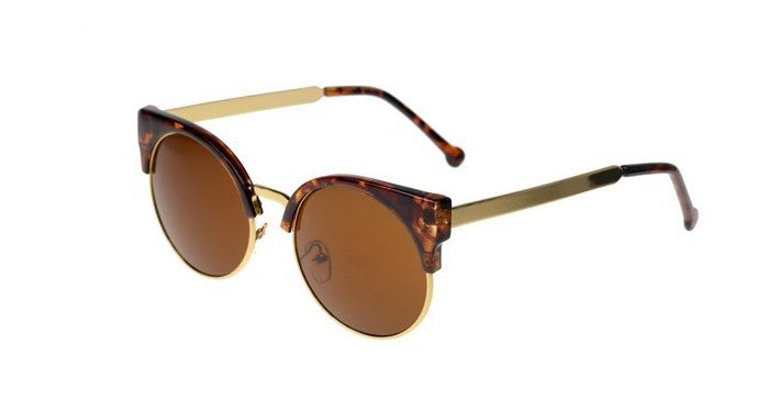 Cat Eye Vintage Retro 80er Sonnenbrille UV400 - Braun Leopard