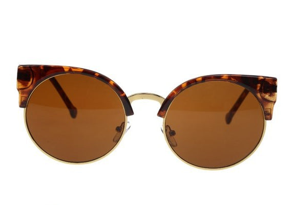 Cat Eye Vintage Retro 80er Sonnenbrille UV400 - Braun Leopard