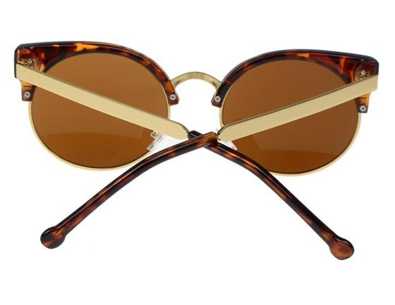 Cat Eye Vintage Retro 80er Sonnenbrille UV400 - Braun Leopard