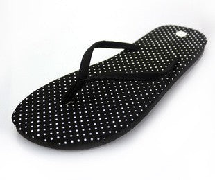 Women Sexy Flip Flop Sandalen Sandaletten Flipflop Schwarz gepunktet Weiss / Grösse 38