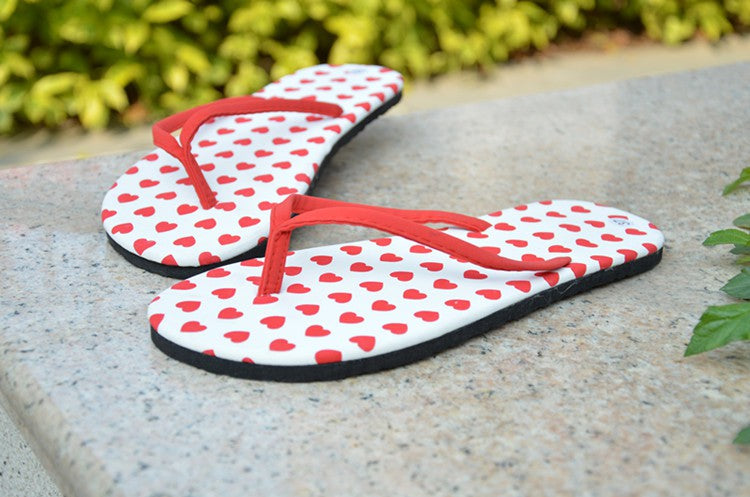 Women Sexy Flip Flop Sandalen Sandaletten Flipflop Rot Weiss Herz/ Grösse 38