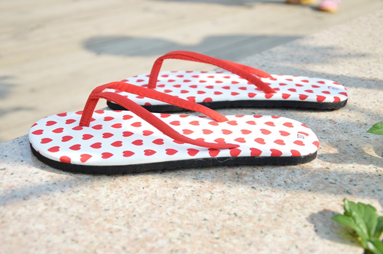 Women Sexy Flip Flop Sandalen Sandaletten Flipflop Rot Weiss Herz/ Grösse 38