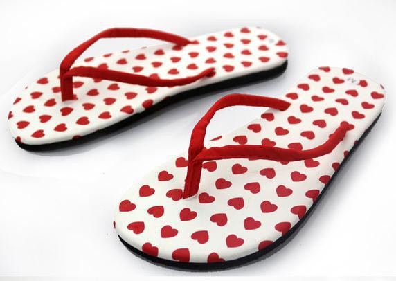 Women Sexy Flip Flop Sandalen Sandaletten Flipflop Rot Weiss Herz/ Grösse 38