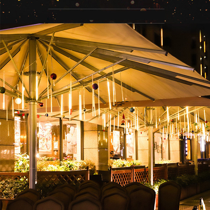 LED-Lichterkette Girlande Weihnachtslichter Meteor Regentropfen Weiss