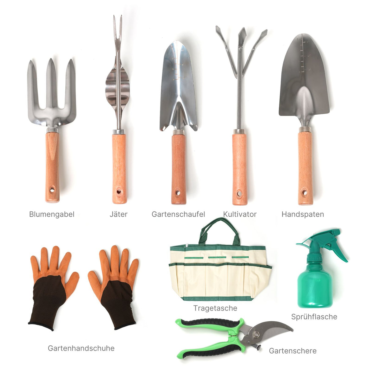 Gartenwerkzeug-Set 9-teilig mit Tasche Gartengeräte Gartenpflege