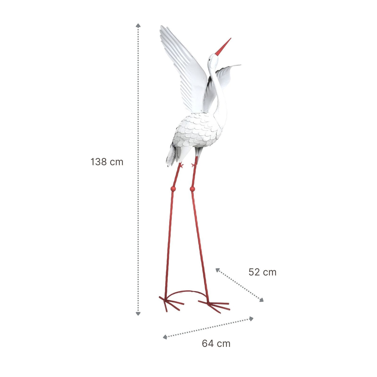 Kranich Metall Dekofigur Gartendekoration Gartenfigur Gartenskulptur