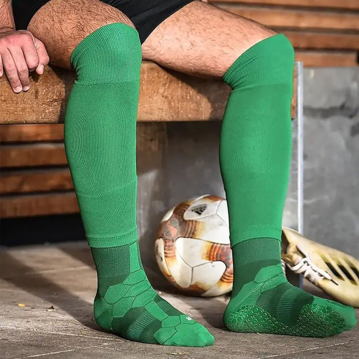 Fussballstulpen und Socken Grösse 42-47 Grün Set Tubxx und GripSoxx