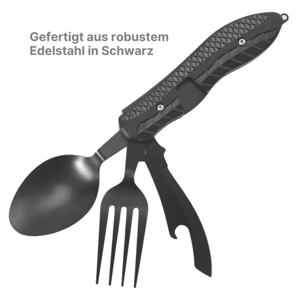 4in1 Outdoor-Besteck-Set Messer Gabel Löffel Flaschenöffner Campingbesteck