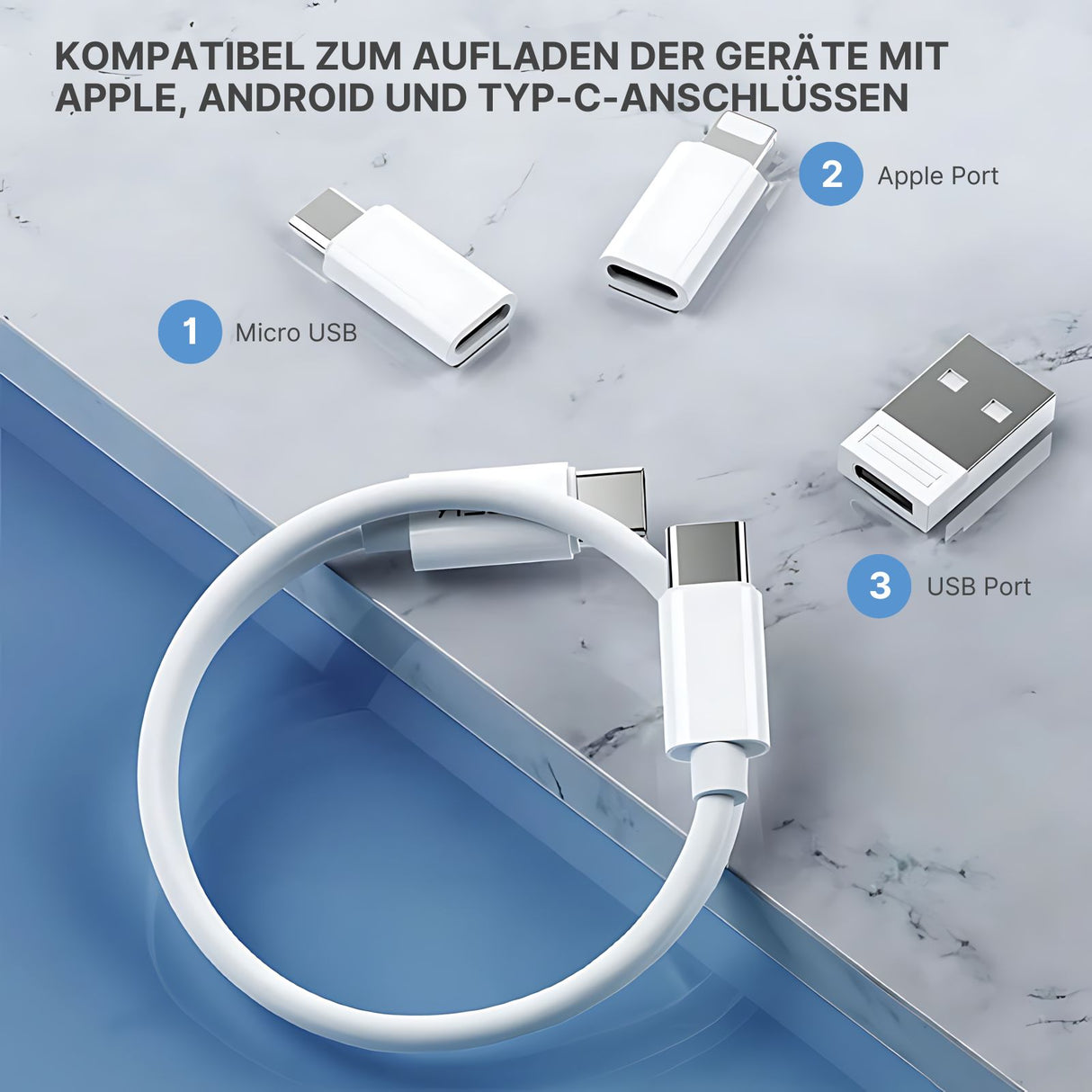 5-in-1 Kabelbox Adapter-Box USB-Etui Datenkabel-Set USB-Reisehülle