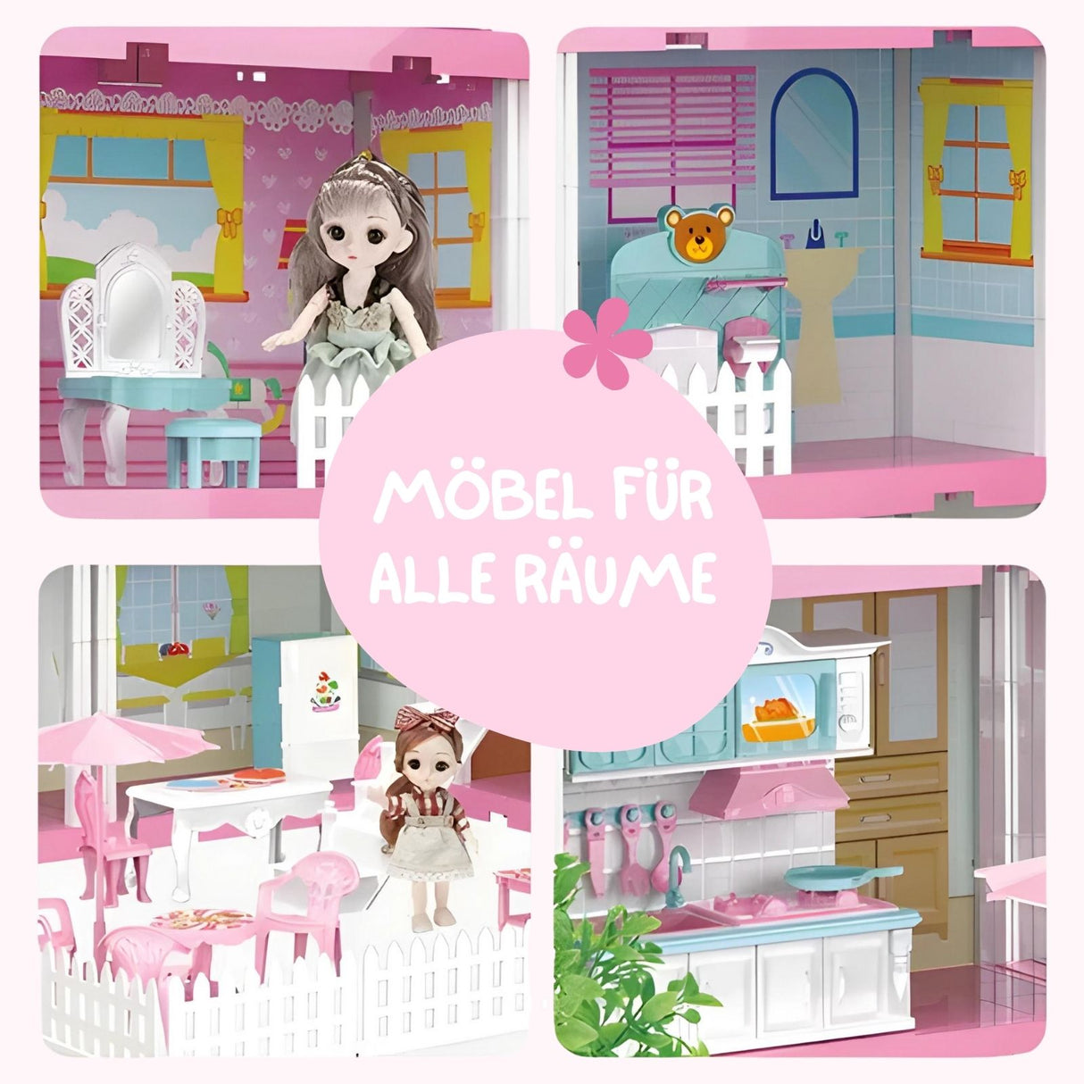 Puppen Haus Spielhaus Villa Stube Möbel Spielzeug Residenz Schloss