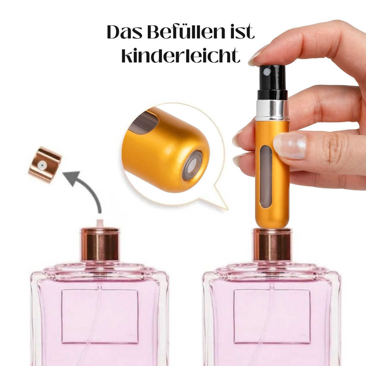 2er-Set Mini-Parfümzerstäuber 5ml Parfum Vaporisateur Goldig Matt-Goldig